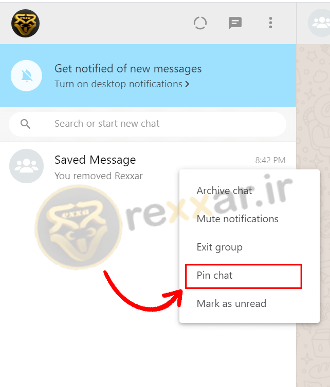 ساخت saved message در واتساپ